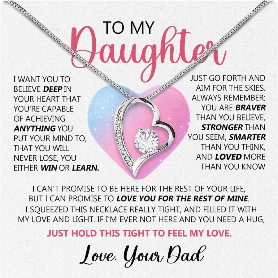 Necklaces | Larvincy To My Daughter Necklace From Dad With Heartfelt Message & Elegant Box, Mothers Day Gifts For Daughter, Father Daughter Gifts From Dad, Birthday Gift For Daughter Adult, Father Daughter Necklace