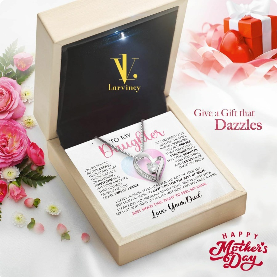 Necklaces | Larvincy To My Daughter Necklace From Dad With Heartfelt Message & Elegant Box, Mothers Day Gifts For Daughter, Father Daughter Gifts From Dad, Birthday Gift For Daughter Adult, Father Daughter Necklace