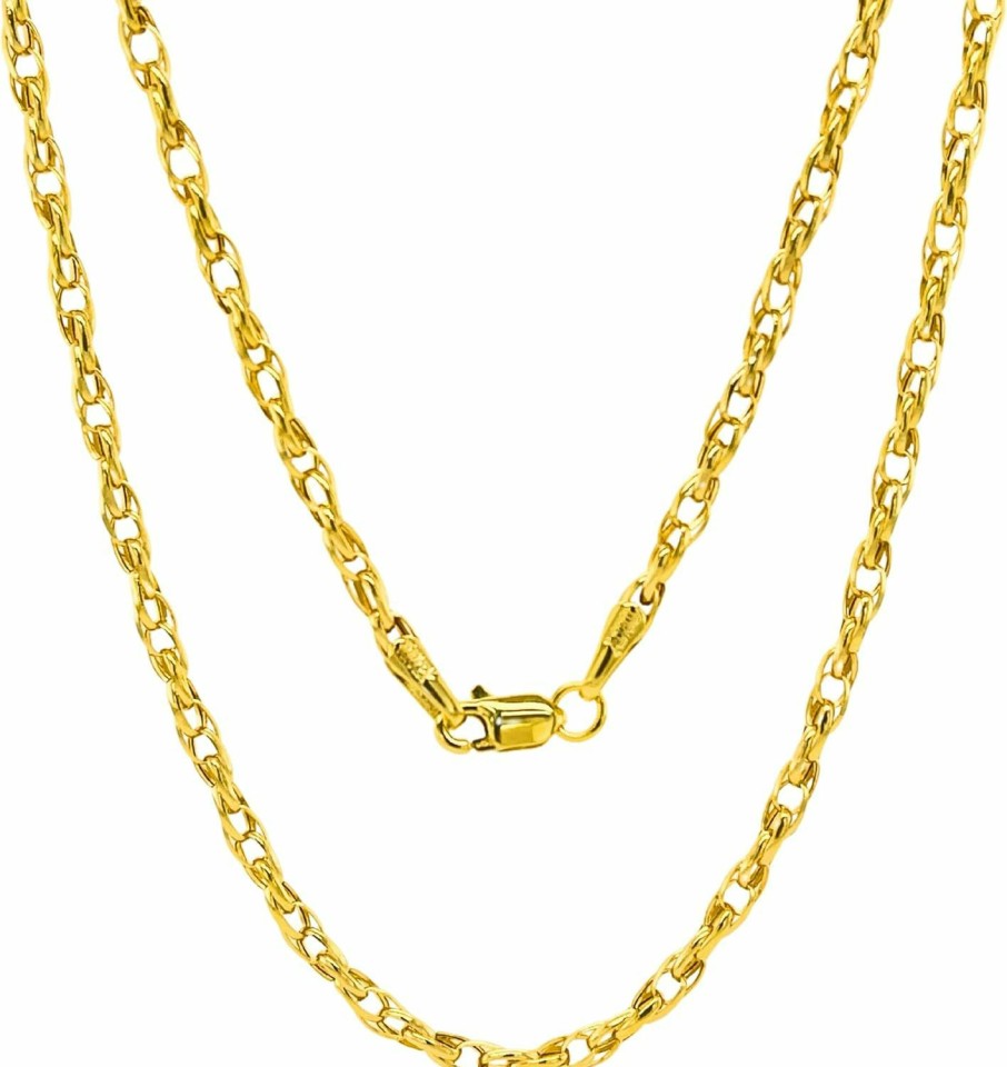 Necklaces | JEWELHEART Jewelheart 14K And 10K Real Gold Twisted Necklace For Women - 2.2Mm Diamond Cut Braided Chain Link Necklace - Dainty Yellow Gold Pendant Necklace With Lobster Clasp 14" 16" 18" 20" 22" 24"