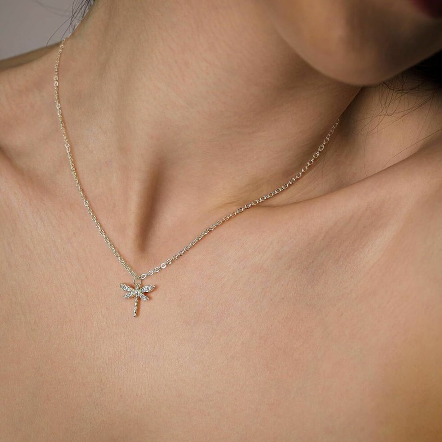 Necklaces | Kyerlyn Kyerlyn 14K Gold Necklace For Women, Dainty Airplane/Swallow/Lightning/Dragonfly Necklace Sideways Necklace Pendant Trendy For Girls Cz Necklace Adjustable Chain Simple Choker Everyday Jewelry Gifts