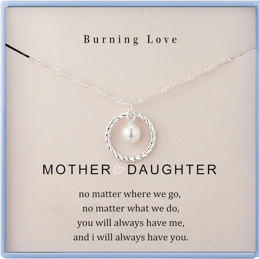 Necklaces | Burning Love Burning Love Mother Daughter Necklace Gifts For Mom From Daughter Sterling Silver Circle Necklace For Women Christmas Holiday Jewelry