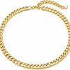 Necklaces | WOWORAMA Woworama Two Tone Gold Silver Cuban Link Chain Necklace Choker Uni Chunky Chain Choker Necklace For Women Men, 18\"