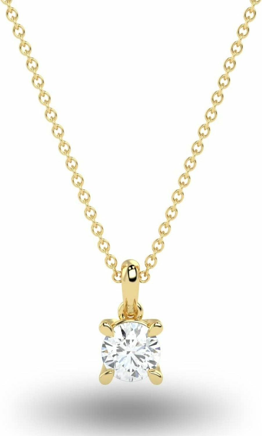 Necklaces | Carbon Atelier Carbon Atelier Igi Certified 1/3 Carat Brilliant Cut Lab Grown Diamond Round Solitaire Pendant Necklace For Women In 14K Gold (G-H, Vs1-Vs2, Cttw) On 18 Inch Long Chain With Lobster Claw