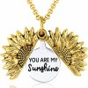 Necklaces | Bee Kind Bee Kind The Original You Are My Sunshine Sunflower Necklace For Girls - A Sunflower Locket Necklace Made With Stainless Steel And 18K Gold Plating Comes With Personalized Gift With Box For Women