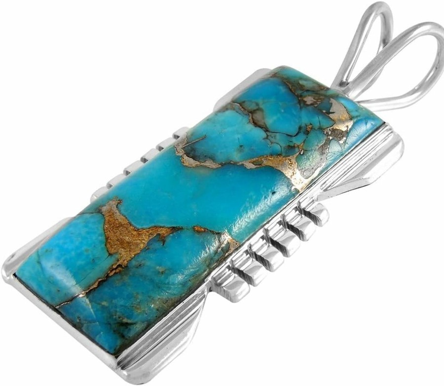 Necklaces | Turquoise Network Turquoise Pendant Necklace 20\" Sterling Silver 925 Genuine Gemstones