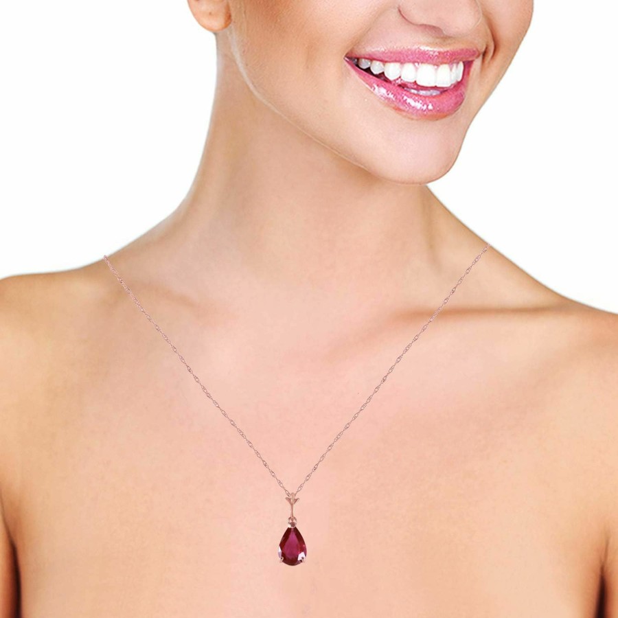 Necklaces | Galaxy Gold GG Galaxy Gold Gg 14K Solid Rose Gold 1.75 Ct Pear-Shaped Ruby Drop Pendant Necklace