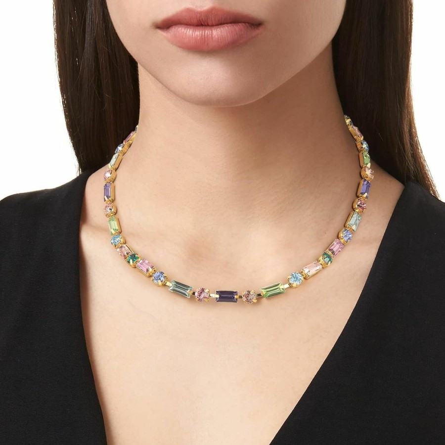 Necklaces | Planch Planch Gold Colorful Gemstone Necklace Women: Cute Sparkly Multicolor Stone Crystal Strand Wedding Chain Choker - Dainty Trendy Party Summer Beach Jewelry Gifts For Women Girls Mom Bridal