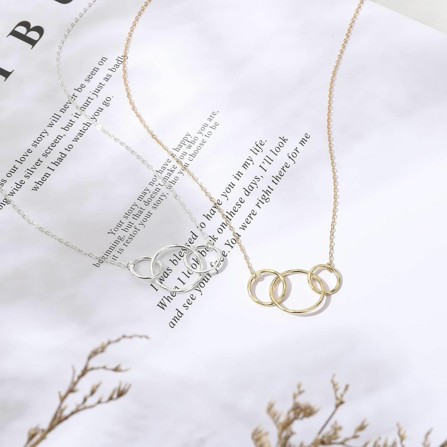 Necklaces | HOPE LOVE SHINE Hope Love Shine 50Th / 30Th / 40Th / 60Th / 16Th / 21St / Birthday Gift Necklace For Woman Interlocking Circles 5 Rings For 5 Decades Gift Box