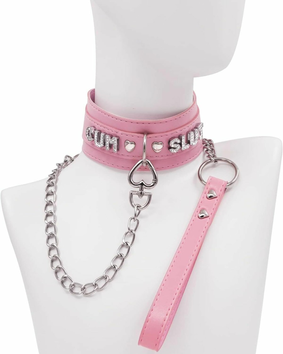 Necklaces | paloli Paloli Pink Choker Necklace For Women Leather Collar Fluffy Punk Leash Neck Choker Gothic Cosplay Sexy Jewelries