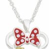 Necklaces | Disney Disney Women And Girls Birthstone Jewelry - Minnie Mouse Cubic Zirconia Shaker Pendant Necklace, Silver Plated, 18+2\" Extender