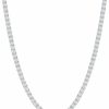 Necklaces | NYC Sterling Nyc Sterling Tennis Necklace For Women And Men - 3Mm Round Cubic Zirconia Tennis Necklace - Silver Plated Tennis Chain - Lead-Free, Nickel-Free, Skin-Safe - Modern Mens, Womens Diamond Necklace