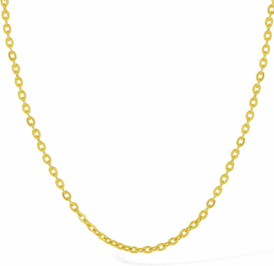 Necklaces | ZHOU LIU FU Zhou Liu Fu 24K Solid Gold Necklace For Women, Real Pure Gold Jewelry Dainty Oval Clip Link Chain Necklace For Men Teen Girls