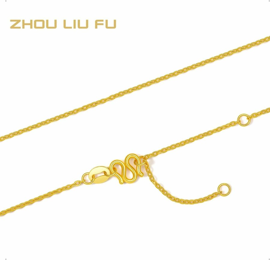 Necklaces | ZHOU LIU FU Zhou Liu Fu 24K Solid Gold Necklace For Women, Real Pure Gold Jewelry Dainty Oval Clip Link Chain Necklace For Men Teen Girls