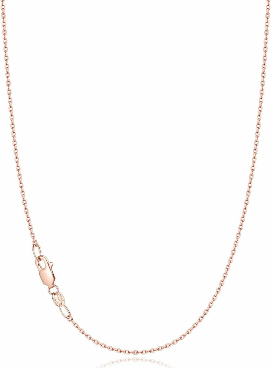 Necklaces | Jewlpire Jewlpire Solid 18K Gold Over 925 Sterling Silver Chain Necklace For Women Girls, 1.1Mm Cable Chain Necklace Thin & Dainty & Sturdy Women'S Chain Necklaces, 14/16/17/18/20/22/24 Inches