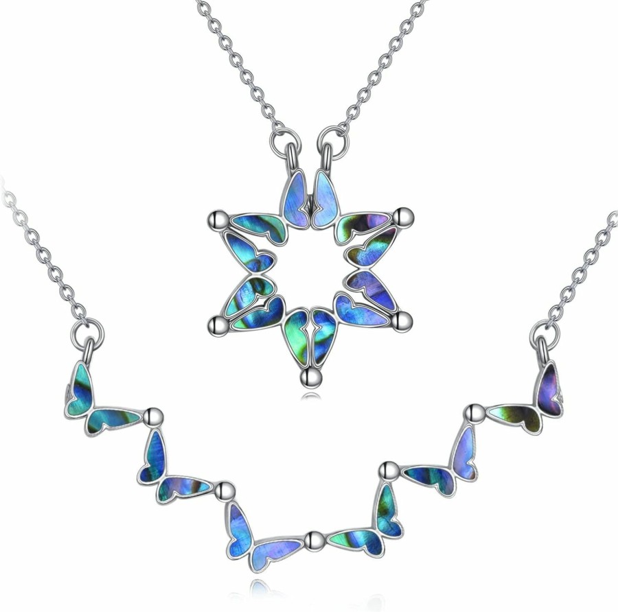 Necklaces | AXELUNA Axeluna Star Of David Necklace Sterling Silver Butterfly Magnetic Folding Hexagram Pendant Necklace Jewellery For Women