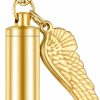 Necklaces | Dletay Dletay Cylinder Cremation Urn Necklace For Ashes Memorial Keepsake Pendant With Angel Wing Stainless Steel Remembrance Jewelry