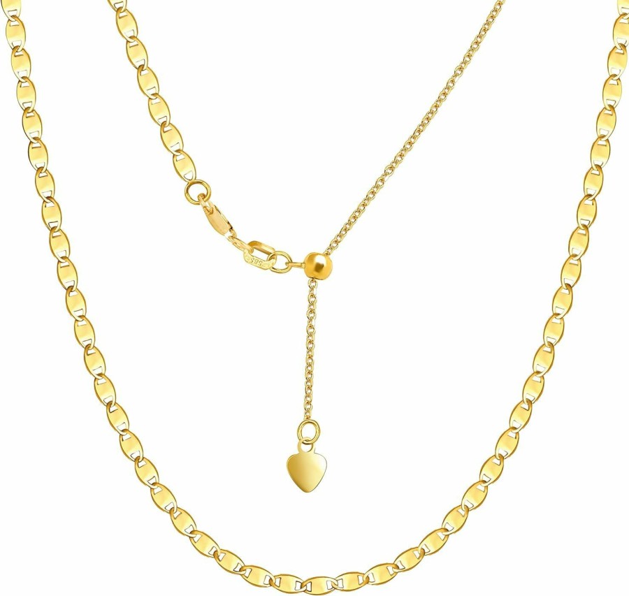 Necklaces | JEWELHEART Jewelheart 14K Real Gold Chain Adjustable 13" To 17" Choker Necklaces For Women, Dainty Solid Gold Chain Necklace, Ladies Minimalist Gold Chain Choker