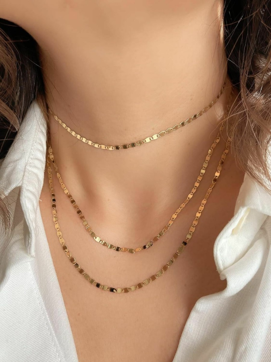 Necklaces | JEWELHEART Jewelheart 14K Real Gold Chain Adjustable 13" To 17" Choker Necklaces For Women, Dainty Solid Gold Chain Necklace, Ladies Minimalist Gold Chain Choker