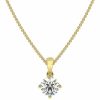 Necklaces | Carbon Atelier Igi Certified 1/4 To 3 Carat Round Brilliant Cut Lab Grown Diamond Solitaire Pendant Necklace For Women I 14K Gold Necklace (G-H, Vs1-Vs2, Cttw) I 18 Inch Chain I Lobster Claw Clasp