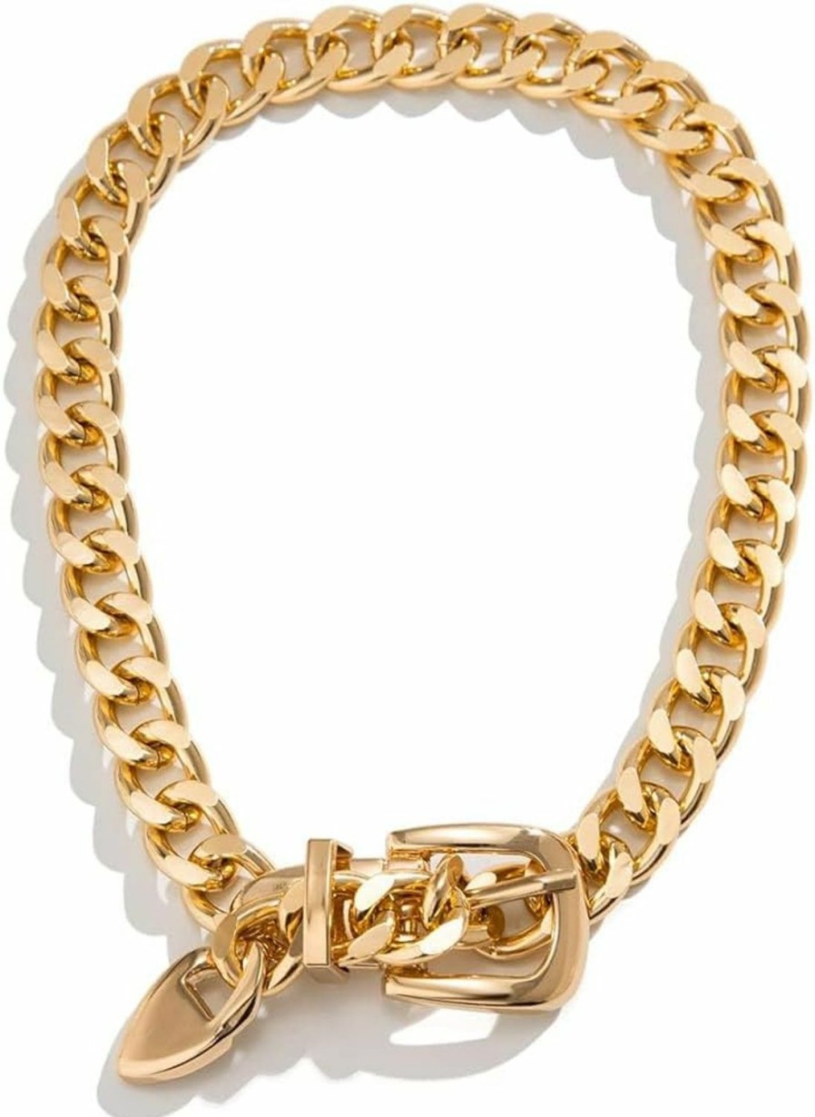 Necklaces | KunJoe Kunjoe Cuban Chunky Link Chain Choker Necklace For Women Men Uni Punk Style Thick Wide Chain Link Necklace Jewelry