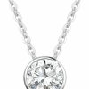 Necklaces | FANCIME Fancime 14K Solid Gold 1 Carat 6.5Mm Moissanite Classic Bezel Set Solitaire Gemstone Pendant Necklace For Women Girls, Gold Chain 16 + 2 Inch Extender