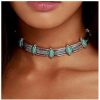 Necklaces | Yheakne Yheakne Boho Turquoise Choker Necklace Vintage Turquoise Necklace Chunky Silver Chain Necklace Thick Collarbone Necklace Gypsy Necklace Chain Jewelry For Women And Girls Tribal Necklace