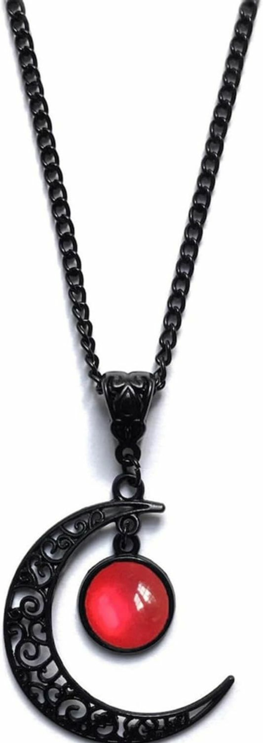 Necklaces | Rrdaily Rrdaily Gothic Moon Crystal Necklace Punk Style Moon Pendant Necklace Vintage Black Crescent Necklace Dark Gothic Necklace Halloween Costume Jewelry Chirstmas New Year Jewelry Gift For Women Girls