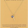 Necklaces | TGOLM Tgolm Dainty Blue Evil Eye Charm Horn Pendant Necklace For Women'S Spiritual Protection Jewelry 14K Gold Plated