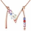 Necklaces | GEMMANCE Gemmance Flower Initial Necklace For Women 18\"+2\" Made With Swarovski Crystals - Rose Gold Plated Amethyst Pink Pendant For Girls - Anniversary Birthday Gifts For Mother, Daughter, Wife - Ruby Red Opal Blue Simulated Pearl Name Jewelery