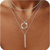 Necklaces | Picuzzy Picuzzy Silver Layered Necklaces For Women, Stackable Dainty Silver Choker Necklaces For Women Trendy Layering Circle Bar Pendant Chain Necklace Fashion Jewelry Set Gifts For Women Teen Girls