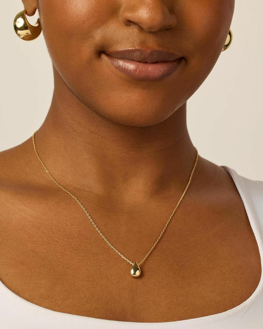 Necklaces | PAVOI Pavoi 14K Gold Plated Dainty Pear Pendant Necklace For Women | Tear Pendant Necklaces