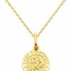 Necklaces | The World Jewelry Center The World Jewelry Center 14K Yellow Gold Religious Saint Christopher Medal Pendant With 0.9Mm Cable Chain Necklace