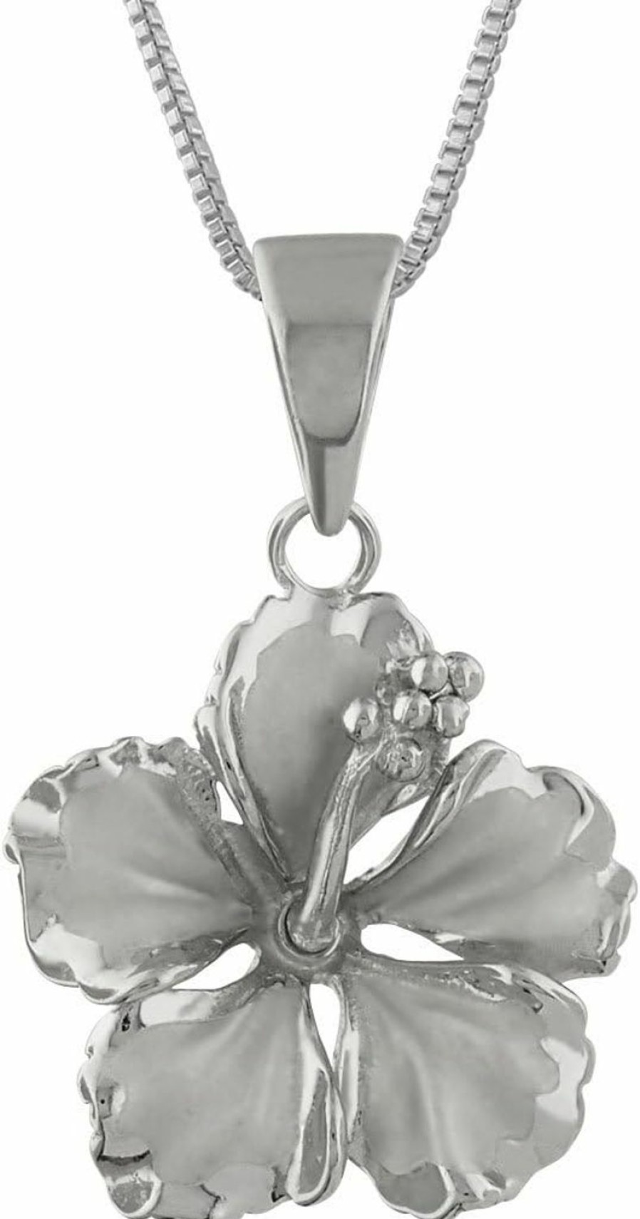 Necklaces | Hawaiian Silver Jewelry Sterling Silver 17Mm Hibiscus Pendant Necklace, 16+2\" Extender