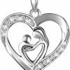 Necklaces | BLOVIN Blovin 925 Sterling Silver Mother And Child Love Heart Pendant Necklace Mom Daughter Jewelry Gifts For Women