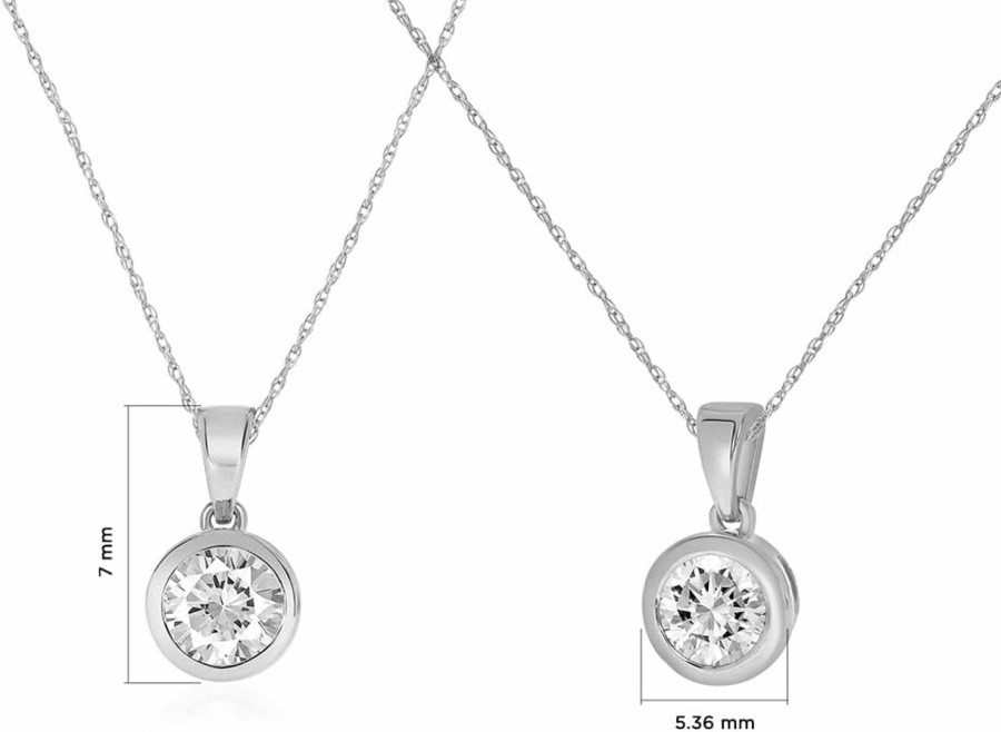 Necklaces | La Joya Lab Grown Bezel Diamond Necklaces For Women | Certified 1/4-1 Carat Solid 14K Gold Diamond Necklace Accompanied By Adjustable Real Gold Chain | Sparkling Gh Vs/Si Diamond Jewelry For Women