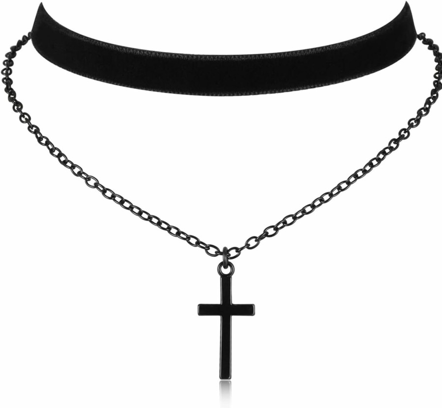 Necklaces | HEXALOVA Hexalova Gothic Choker, Choker Necklace For Women, Black Velvet Choker, Layered Necklace, Goth Jewelry For Women Girls