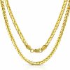 Necklaces | JEWELHEART Jewelheart 14K Real Gold Chain For Men - 2.8Mm 3.2Mm 3.8Mm Thick Diamond Cut Foxtail Link Spiga Wheat Chain Necklace - Yellow Gold Pendant Necklace For Women With Lobster Clasp 16" 18" 20" 22" 24"