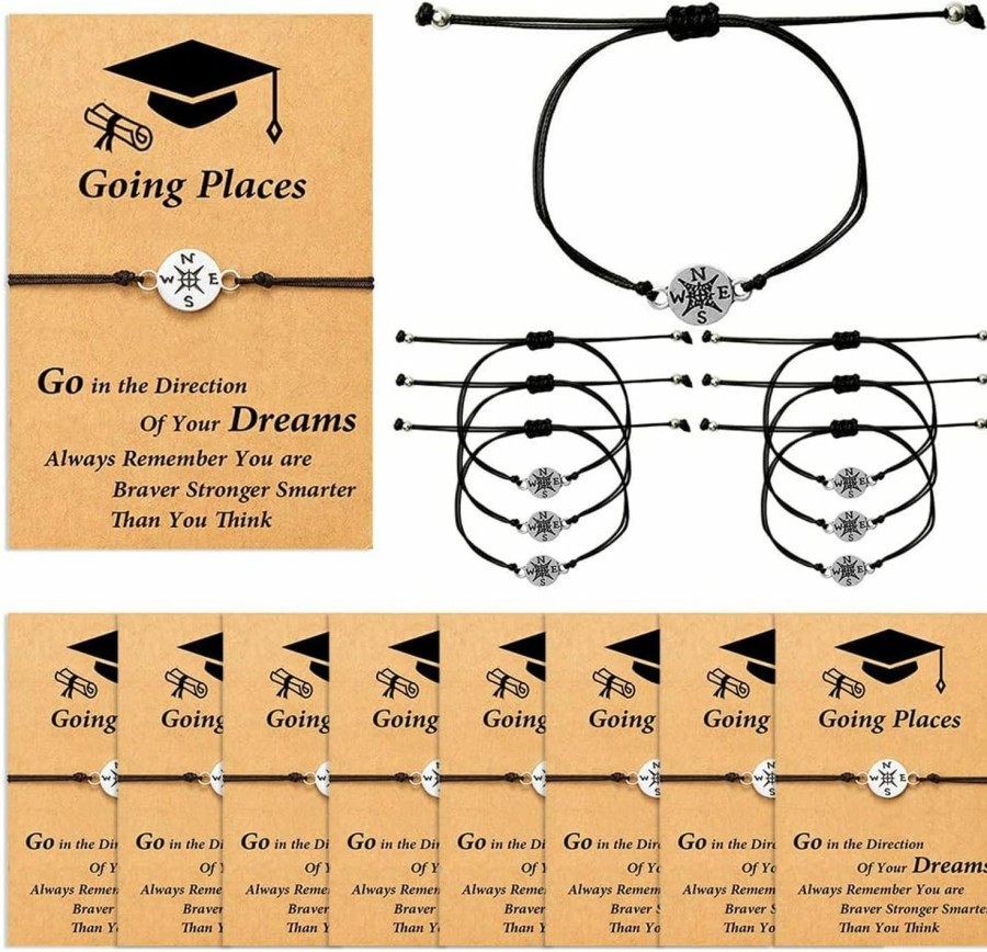 Necklaces | BENBIYO Benbiyo 16Pcs Graduation Bracelet Set 2024 Adjustable Compass College High School Graduation Gifts For Classmates