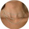 Necklaces | SHAMZBEST Necocy Sterling Silver Necklace For Women Silver Dainty Necklace Layered Gold Necklaces Twised Rope Paperclip Snake Herringbone Chain Choker Necklace For Women Girls Jewelry Gifts