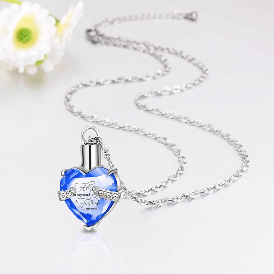 Necklaces | XIUDA Xiuda Crystal Urn Necklace For Human Ashes Heart Birthstone Memorial Cremation Jewelry Ash Necklace For Women