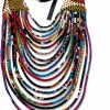 Necklaces | BAZINRICHE Bazinriche Women'S Handmade Necklaces Ankara Kente Necklace Long Multi Strand African Wax Collar