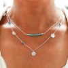 Necklaces | Tgirls Tgirls Boho Turquoise Necklace Silver Sequin Pendant Necklace Layered Beaded Necklaces Chain Western Necklace Jewelry For Women And Girls