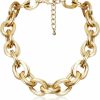 Necklaces | ACEDRE Acedre Chunky Choker Necklace Gold Cuban Link Chain Double O Link Necklaces Punk Hip-Hop Jewelry For Women And Girls