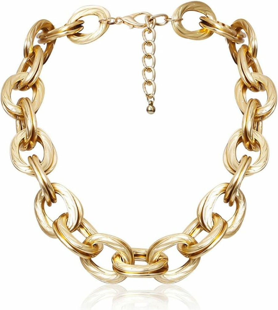 Necklaces | ACEDRE Acedre Chunky Choker Necklace Gold Cuban Link Chain Double O Link Necklaces Punk Hip-Hop Jewelry For Women And Girls