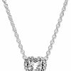 Necklaces | Pandora Pandora Jewelry Elevated Heart Cubic Zirconia Necklace In Sterling Silver, 17.7\", With Gift Box