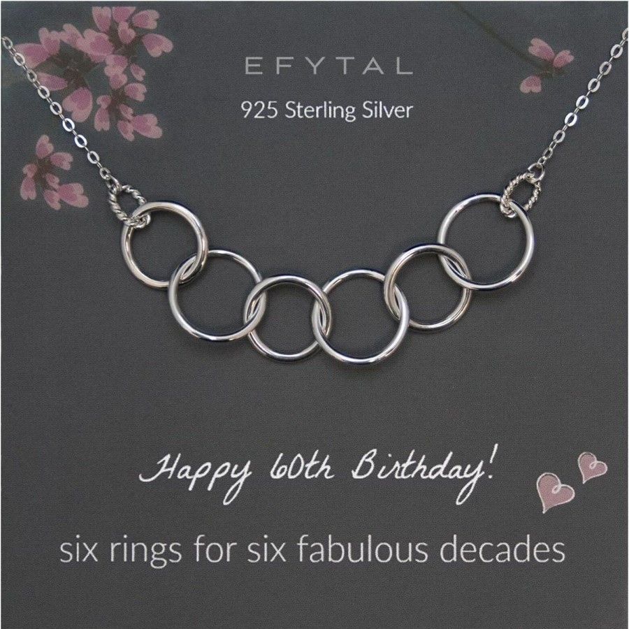 Necklaces | EFYTAL Efytal 60Th Birthday Gifts For Women, 925 Sterling Silver Six Circle Necklace For Her, Gifts For 60 Year Old Woman, 60 Birthday Friendship Necklace For Women