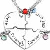 Necklaces | Top Plaza Top Plaza Best Friends Forever And Ever Necklaces For 3 Bff Heart Puzzle Matching Alloy Pendant Necklaces Set Friendship Jewelry For Sisters