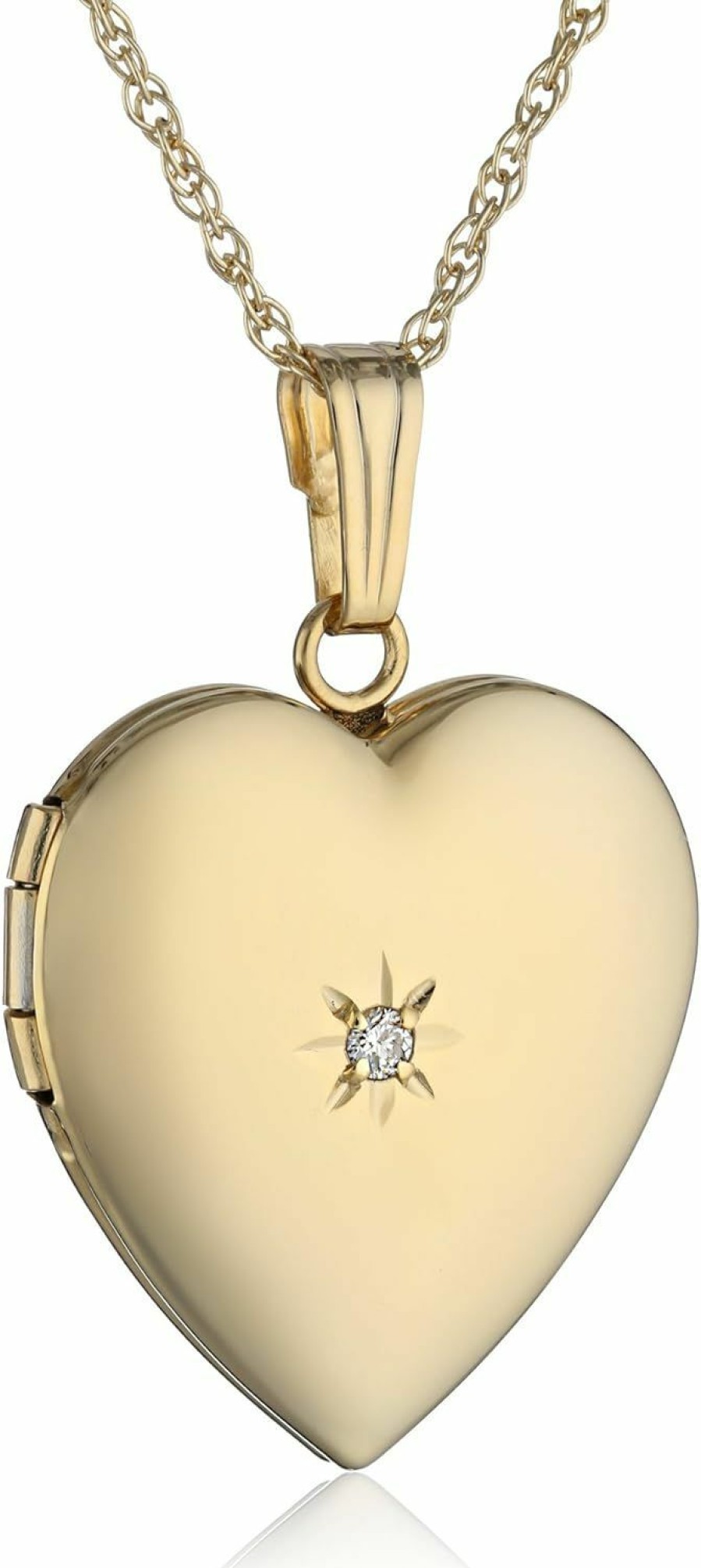 Necklaces | Amazon Essentials Amazon Essentials 14K Yellow Gold Heart Locket Necklace With Diamond-Accent (Previously Amazon Collection)