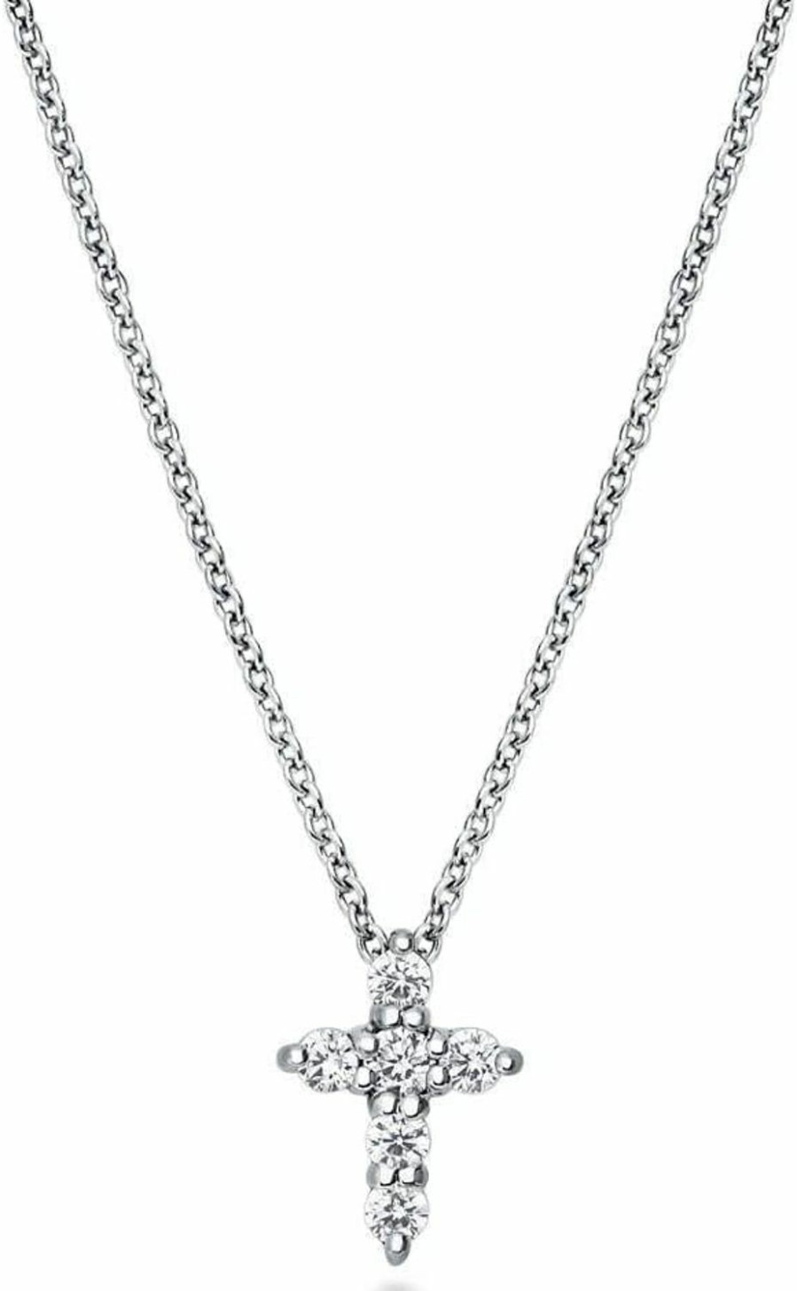 Necklaces | BERRICLE Berricle Sterling Silver Cross Cubic Zirconia Cz Fashion Pendant Necklace For Women, Rhodium Plated