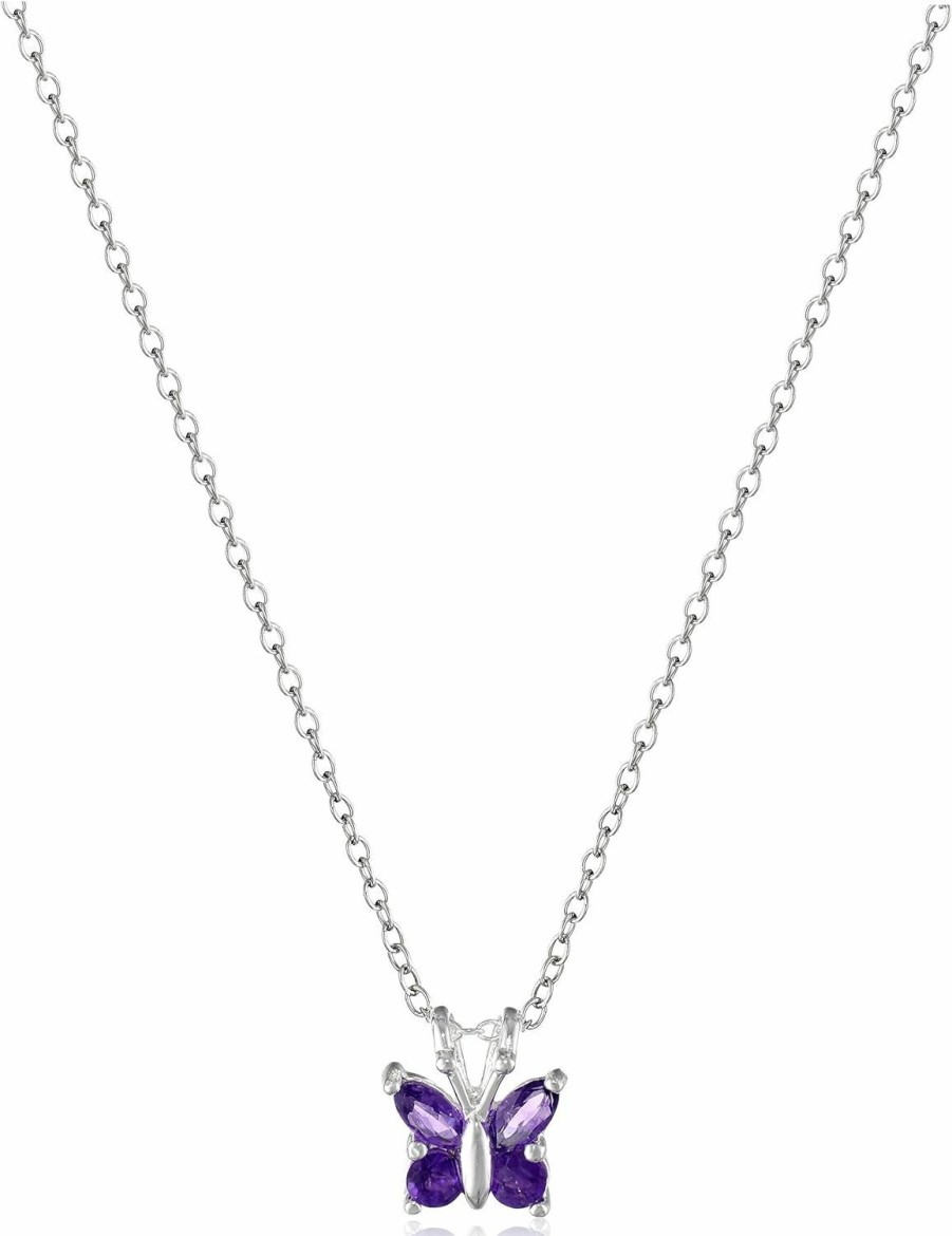 Necklaces | Amazon Essentials Amazon Essentials Sterling Silver Gemstone Butterfly Pendant Necklace, 18\" (Previously Amazon Collection)